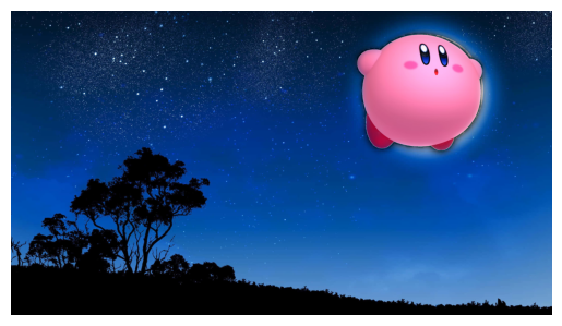 Kirby blended into night sky